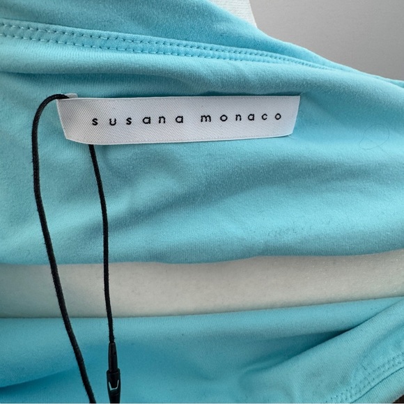 New Susana Monaco Dress Cutout Strapless Style size L Lake Blue - Picture 4 of 5